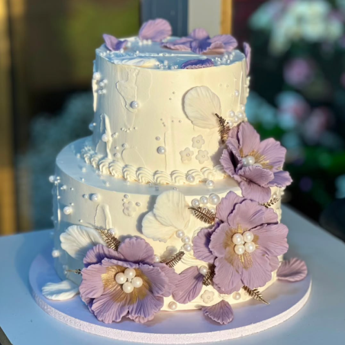 Lavender Pearl Floral Cake